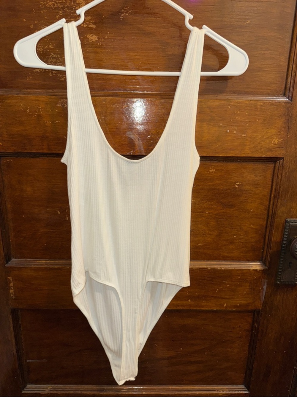 wild fable Cream Ribbed Button-Front Bandeau Bodysuit - Picture 3 of 3